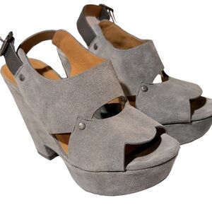 See by Chloe grey suede 5 inch platform shoes. 38